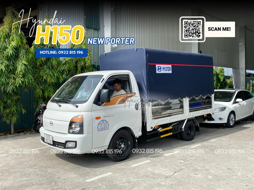 Xe tải Hyundai H150 thùng mui bạt 5 bửng mở 1,5 tấn